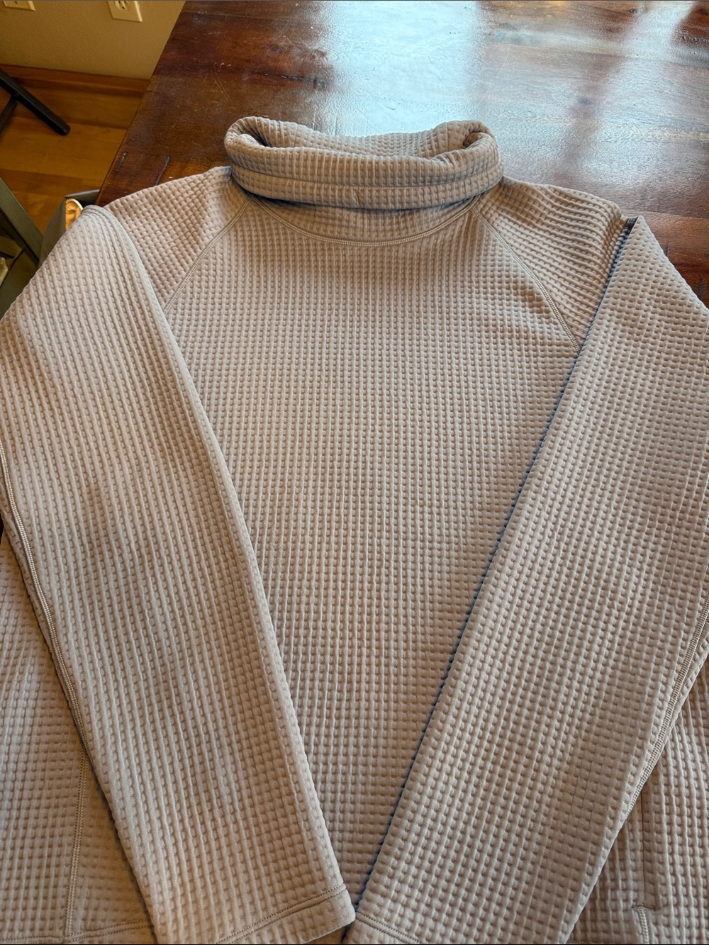 lululemon athletica waffle-knit turtleneck sweatshirt in light beige